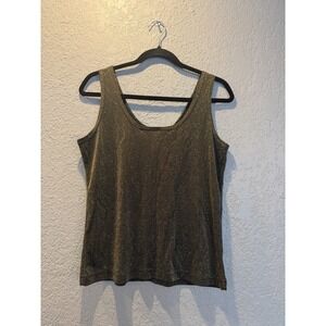 Katelyn Rose Gold‎ Metallic Shimmer Scoop Neck Tank Top Medium
